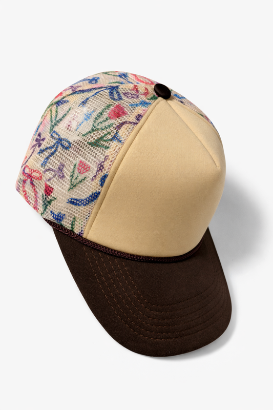 Floral Mesh Two-Tone Trucker Hat