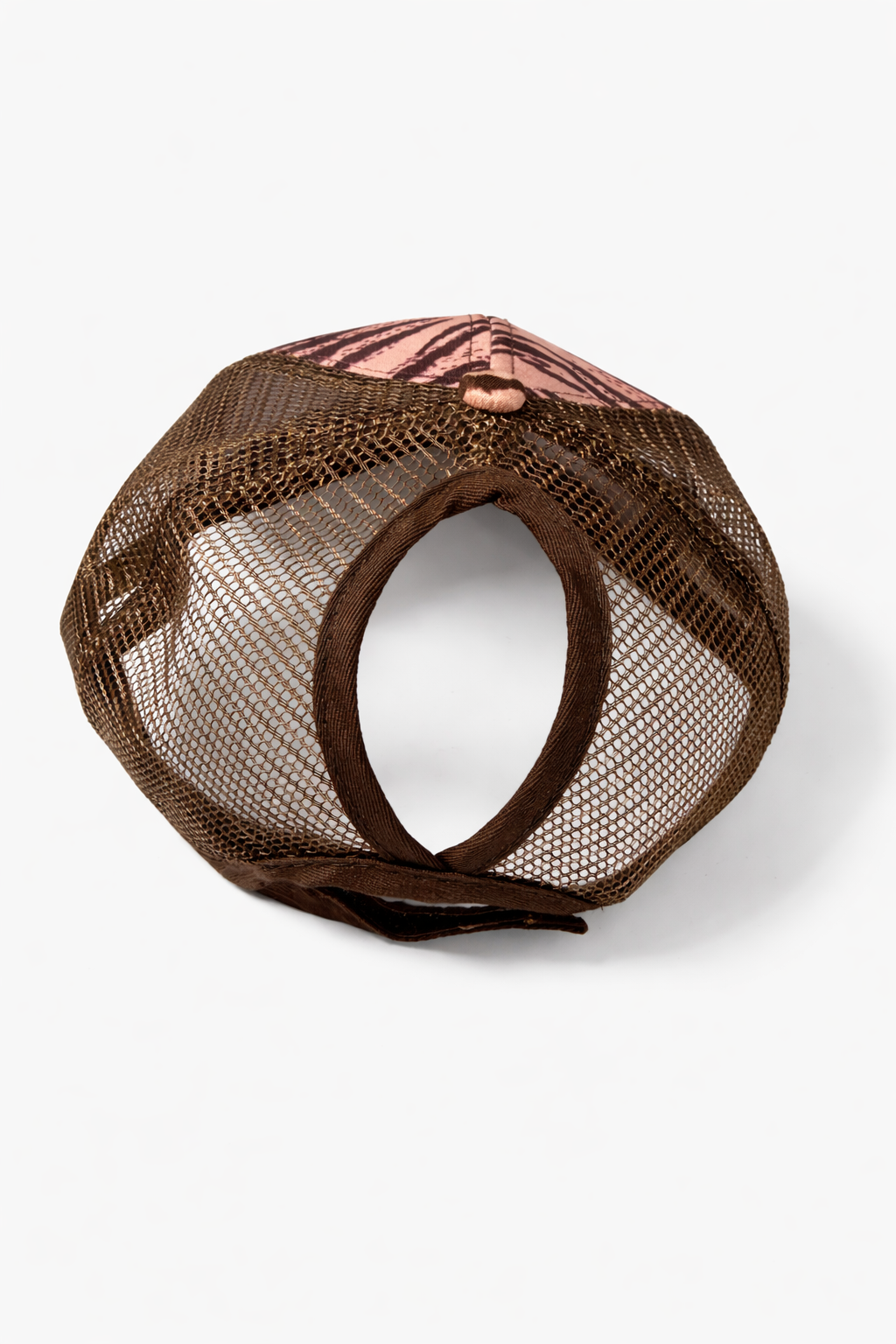 Tan/Brown Tiger Stripe Ponytail Trucker Hat