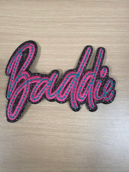 Pink Blue Glitter Baddie Iron On Patch – Cute Trendy Aesthetic