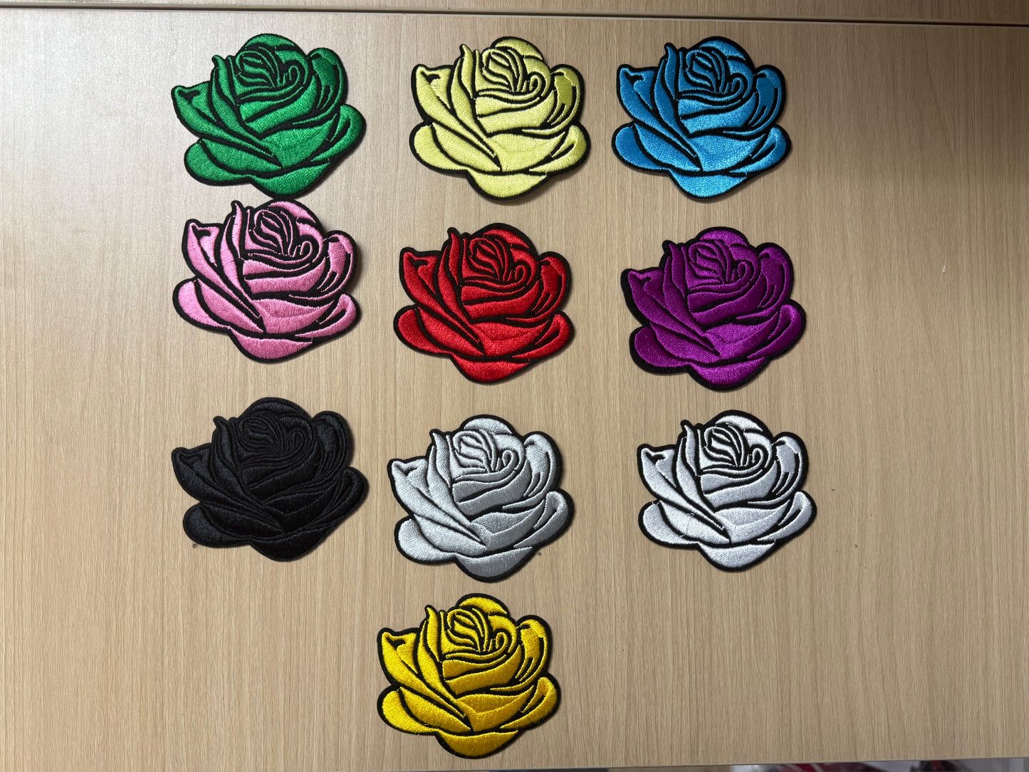 3” Flower Iron On Patches Black Outline