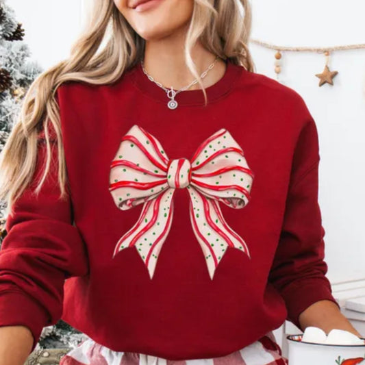 Glitter Screen Print Xmas Cake Bow