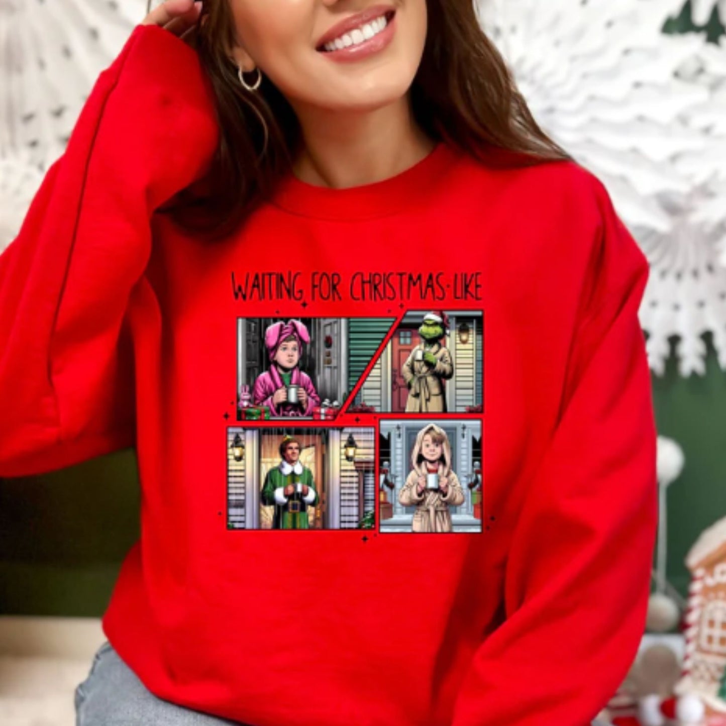 Glitter Screen Print Waiting for Xmas