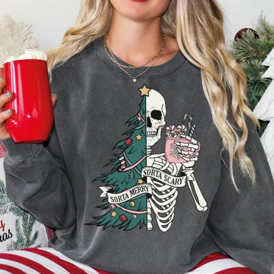 Glitter Screen Print Sorta Merry/Scary