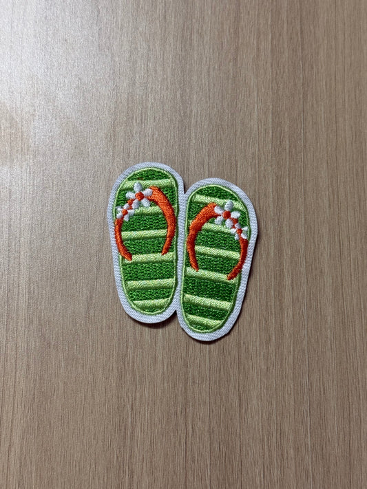Green Flip Flop Summer Iron On Patch (2")