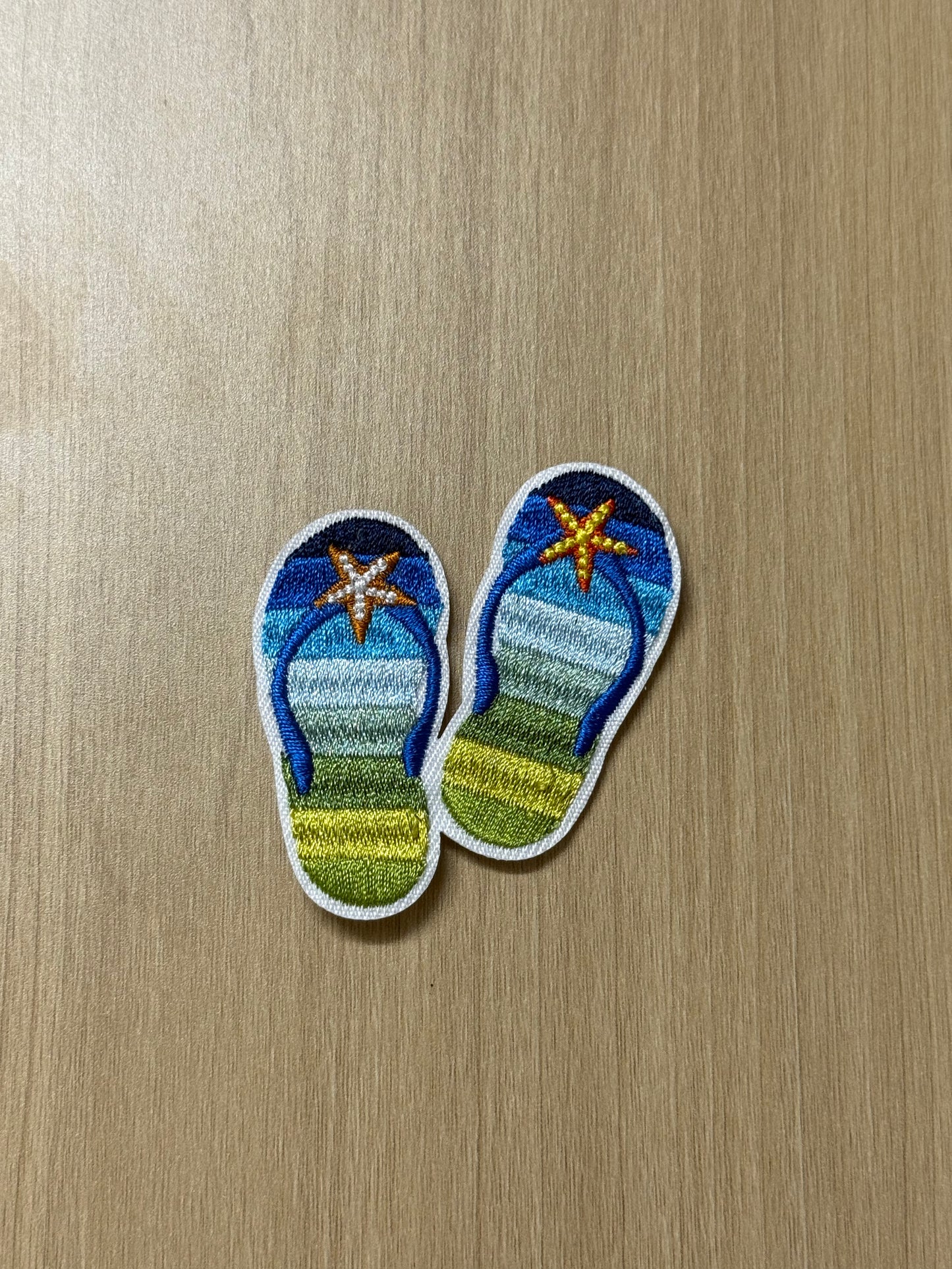 Blue Flip Flop Summer Iron On Patch (2")