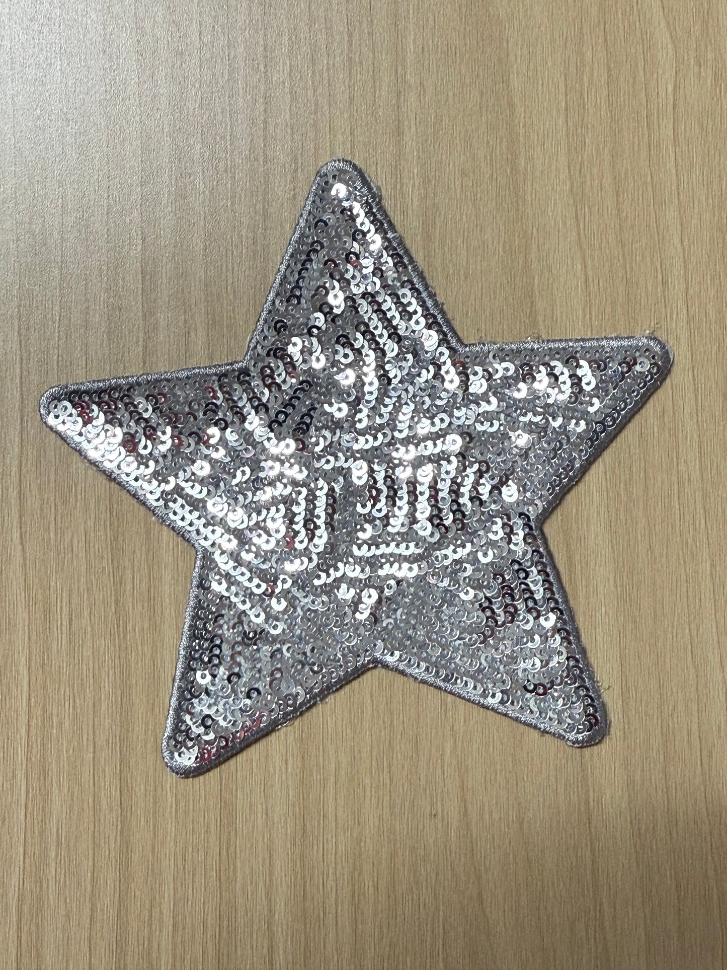 5” Sequins Star Iron on Patch Silver