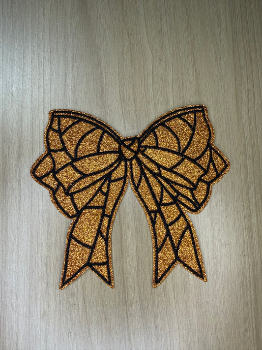 4” Glitter Bow Iron on Patch Basketball
