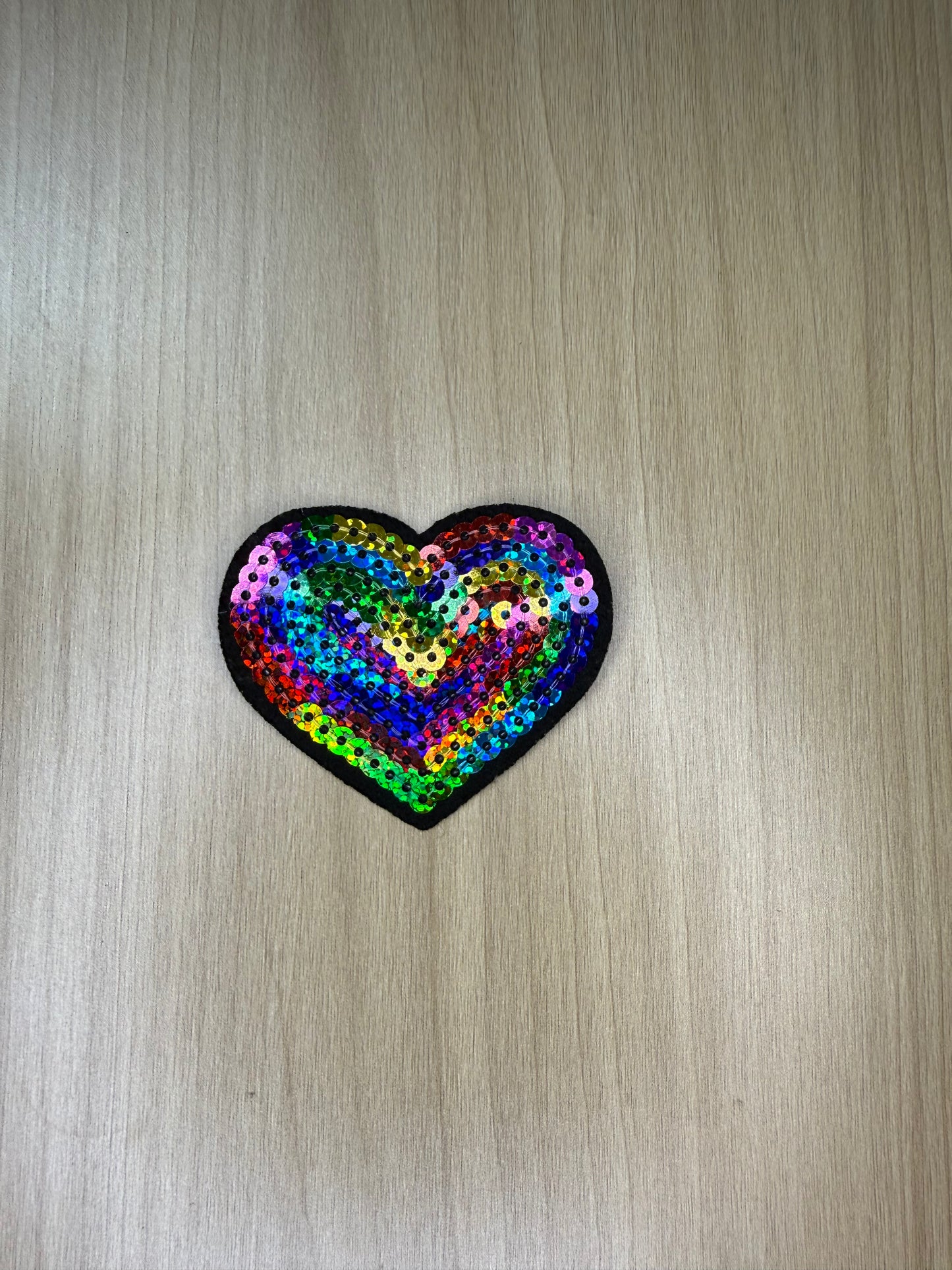 2” Sequins Heart Iron on Patch Rainbow