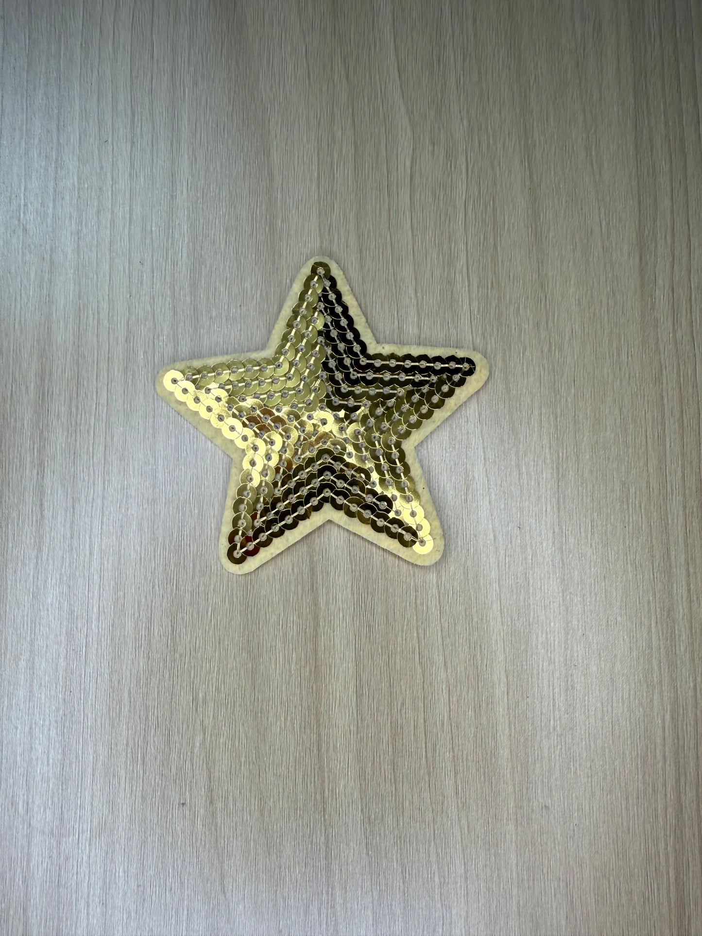 2” Sequins Star Iron on Patch Beige