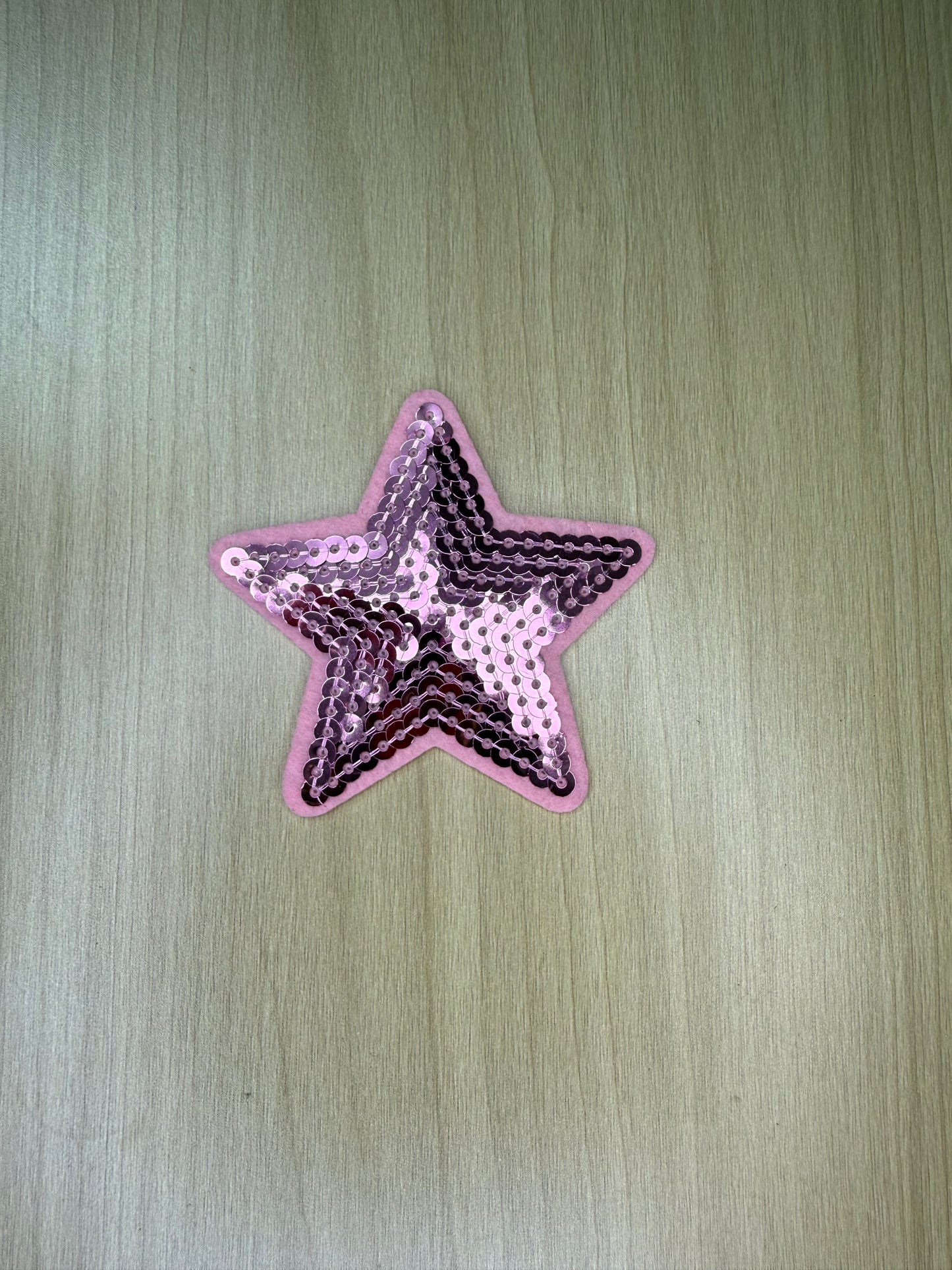 2” Sequins Star Iron on Patch Light Pink