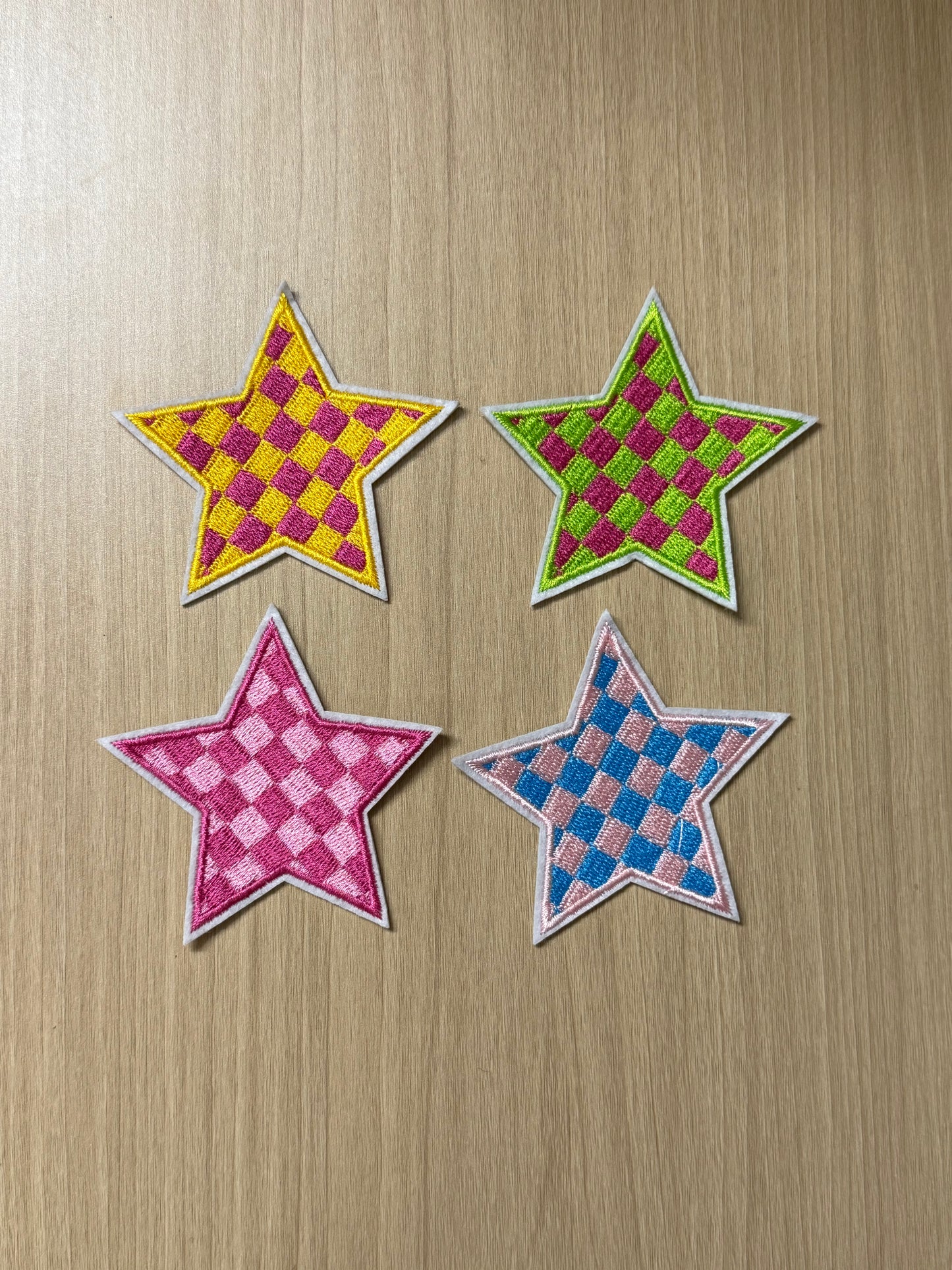 3” Star Iron On Patches Checkered