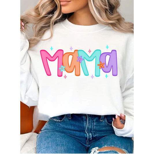 Color Pop Mama Glitter Tee Crewneck Hoodie