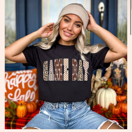 Game Day Patchwork Glitter Tee Crewneck Hoodie