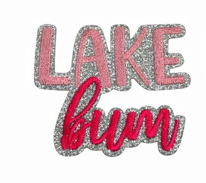 Embroidered Lake Bum Patch | Leopard Print, Glitter Accents, Iron-On Summer Style