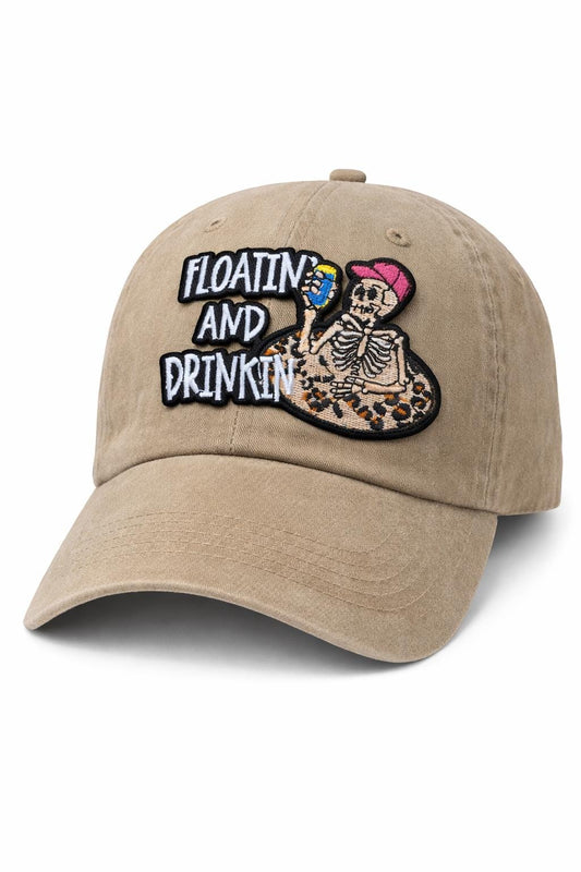 Floatin and Drinkin Skeleton Patch, Leopard Float, Summer Lake Life, Iron On Backing