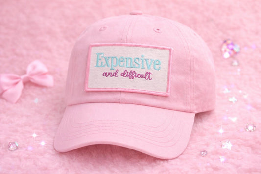 Embroidered Patch: Expensive and Difficult | Pink Statement Iron-On (3x2 inches)