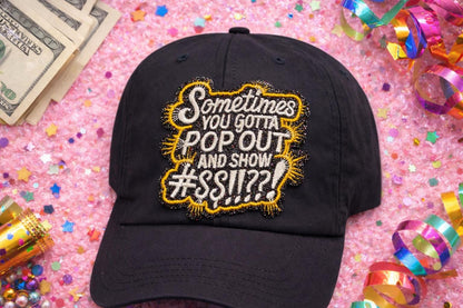 Embroidered Glitter Patch | "Pop Out" Statement, Sassy Hat Accessory (3x2 inches)