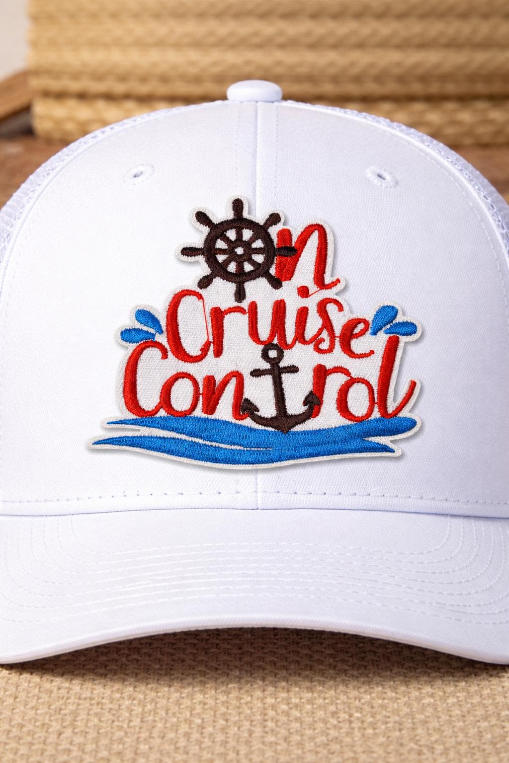 Nautical Cruise Control Patch | Embroidered Ship Wheel Anchor Boat Life (Iron On)