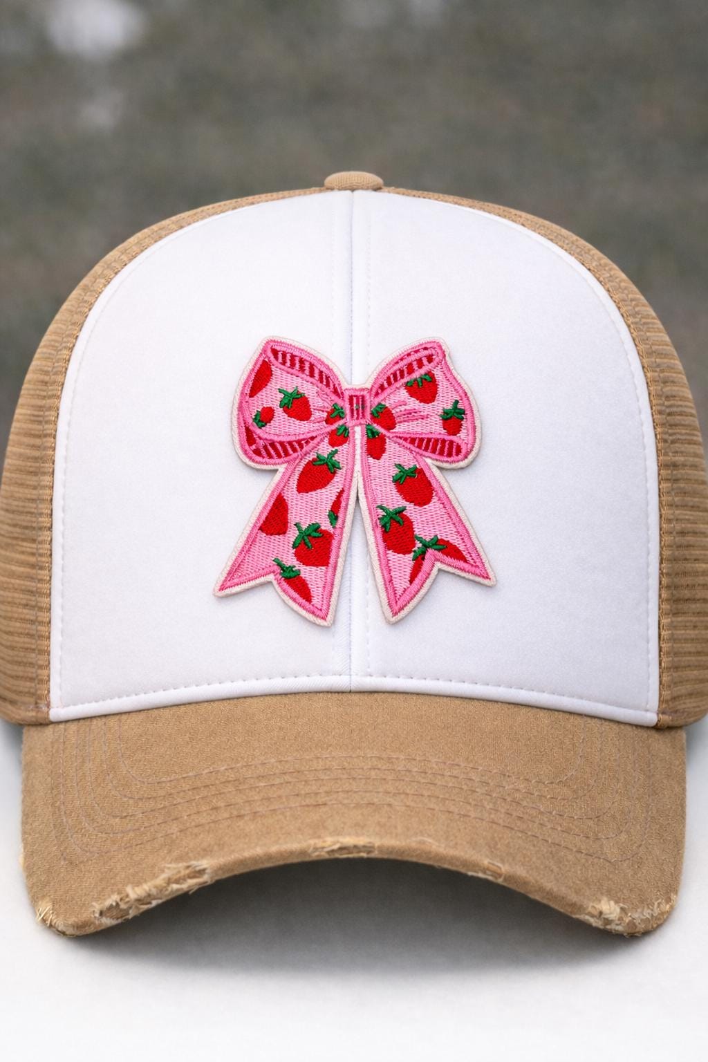 Embroidered Strawberry Bow Patch, Pink Fruit Coquette Style, Iron On Accessory