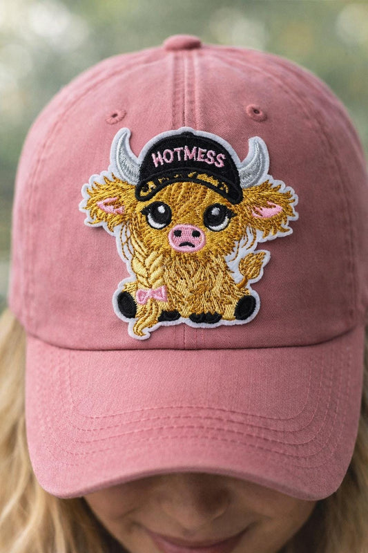 Hot Mess Highland Cow Patch | Embroidered Western Farm Girl Accessory