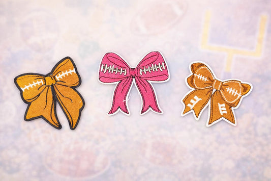 Football Bow Patch | Game Day Embroidered Iron-On Apparel Accessory