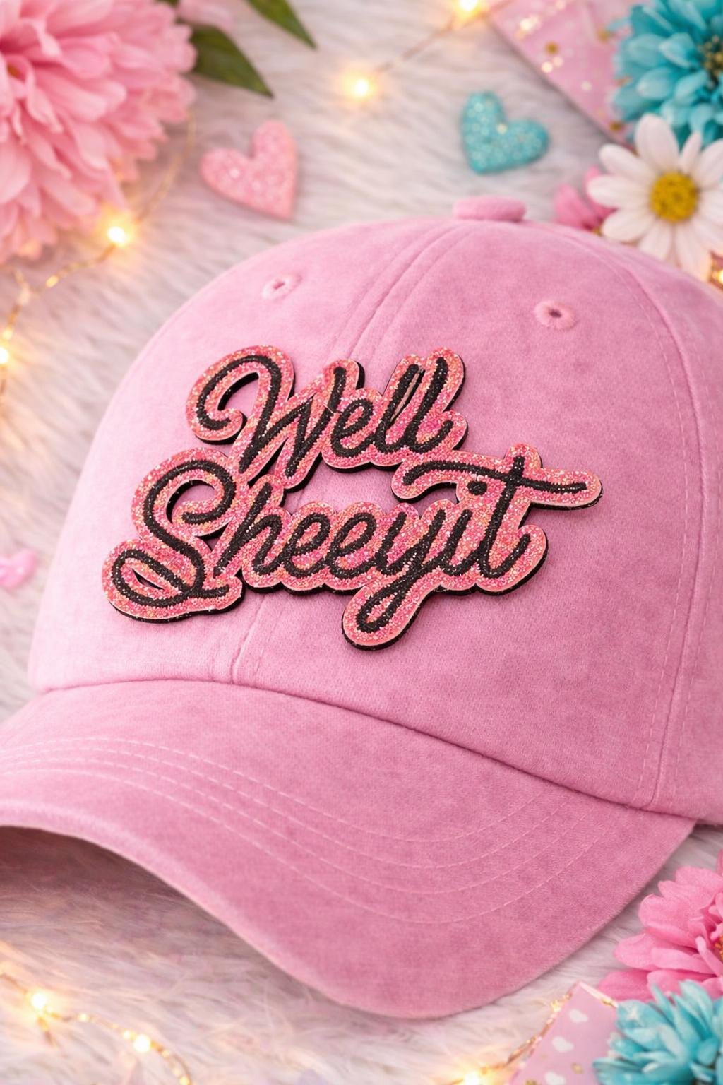 Well Sheeyit Embroidered Patch | Pink Glitter Sarcastic Iron On (3-3.5 Inch)
