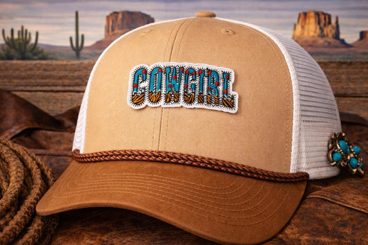 Embroidered Turquoise Cowgirl Hat Patch  Western Style Iron-On