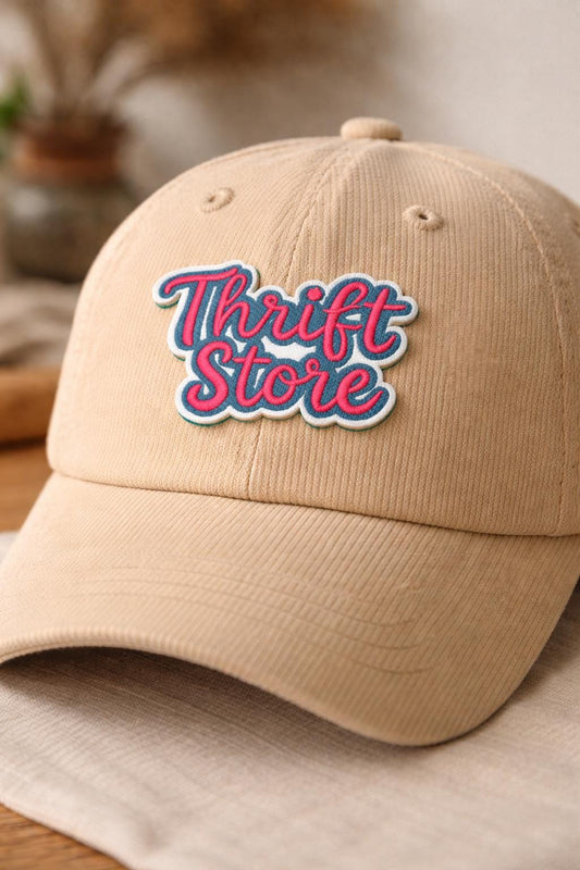 Embroidered Thrift Store Patch, Retro Iron-On Style, Vintage Boutique Apparel