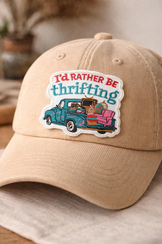 Id Rather Be Thrifting Patch, Vintage Truck Embroidered Iron-On, Retro Thrift Lover Bag Accessory