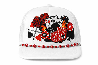 Las Vegas Casino Patch Bundle with Dice Hat Chain, Gambling Theme Embroidery Set