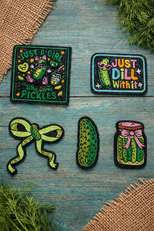 Embroidered Pickle Patch, Funny Dill Pickle Iron-On, Jacket Hat Backpack Accessory