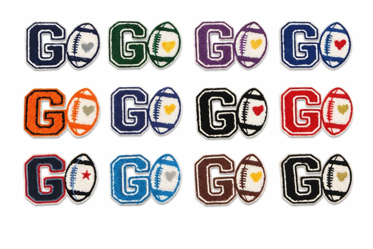 Chenille GO Football Patch: Varsity Letter, Game Day Spirit, Iron-On Applique