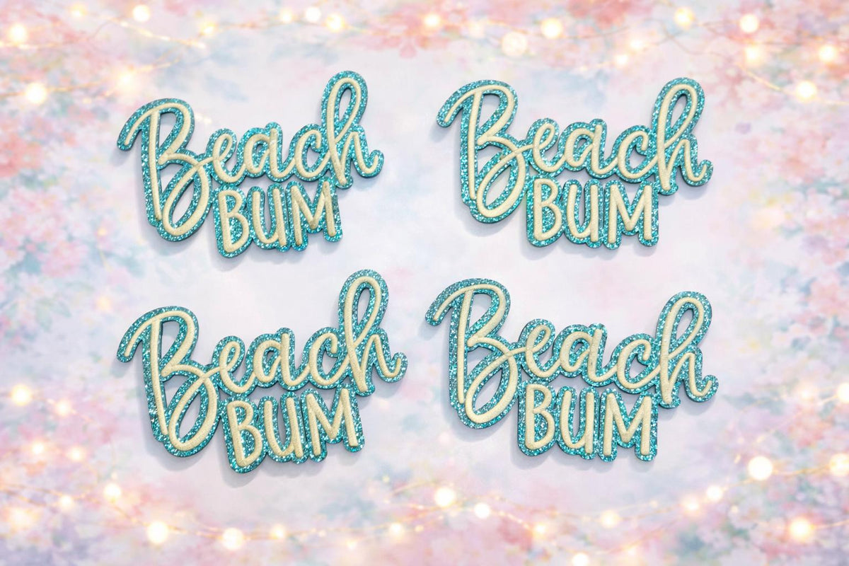 Beach Bum Glitter Patch, Embroidered Iron-On, Summer Vacation Accessory
