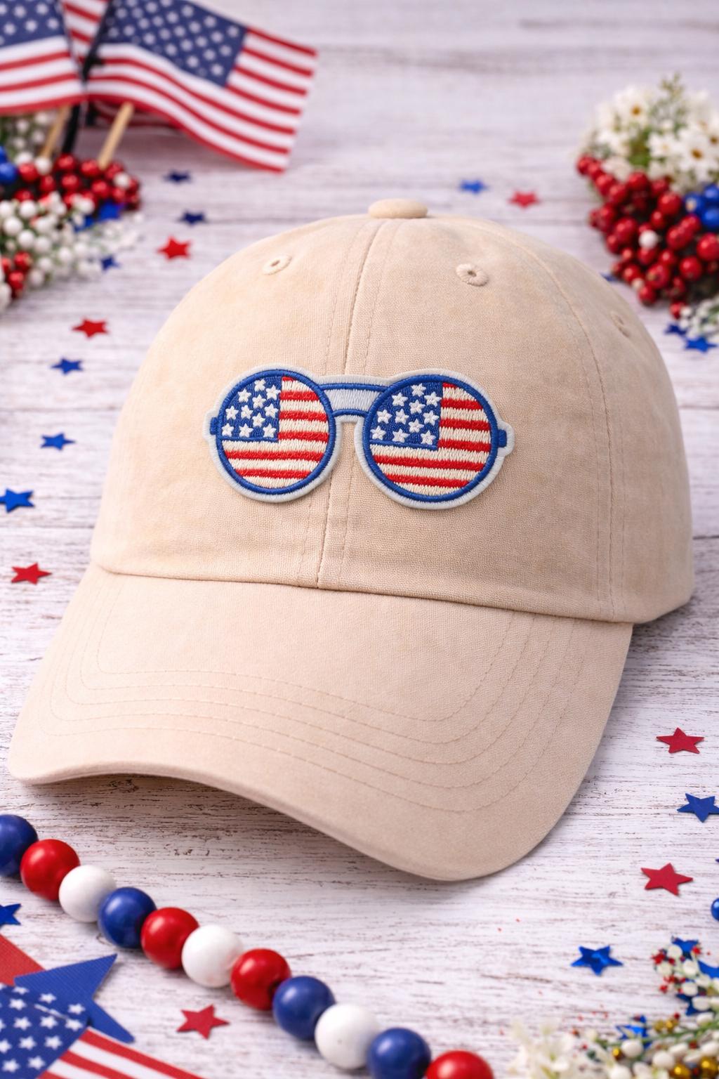 USA Sunglasses Patch, Patriotic Embroidered Hat Patch, Fourth of July Summer Accessory
