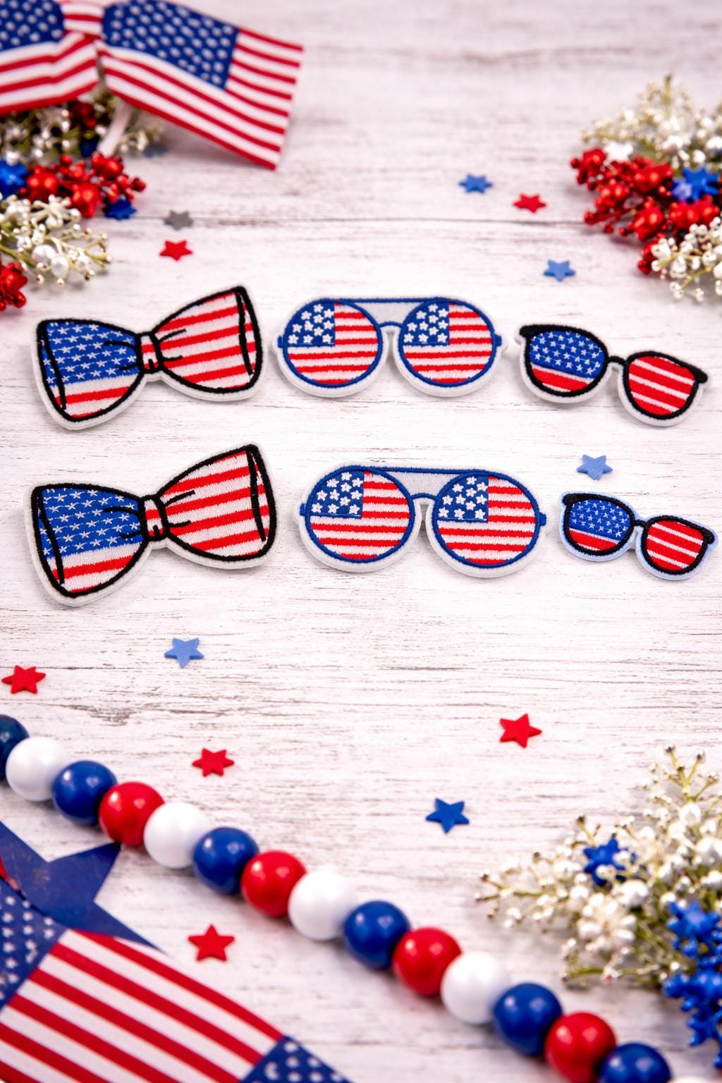 USA Sunglasses Patch, Patriotic Embroidered Hat Patch, Fourth of July Summer Accessory