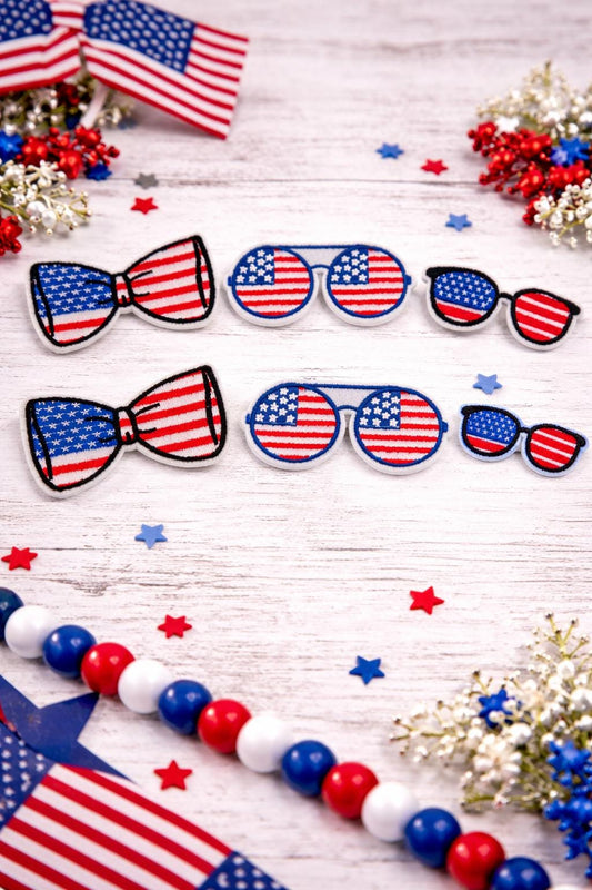 USA Sunglasses Patch, Patriotic Embroidered Hat Patch, Fourth of July Summer Accessory