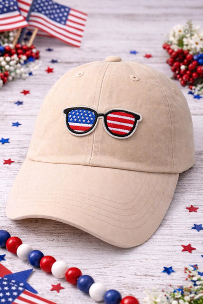 USA Sunglasses Patch, Patriotic Embroidered Hat Patch, Fourth of July Summer Accessory
