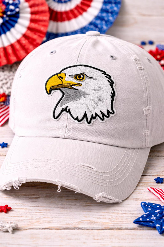 Embroidered Bald Eagle Patch, Patriotic USA Iron-On Hat Applique (3 Inch)