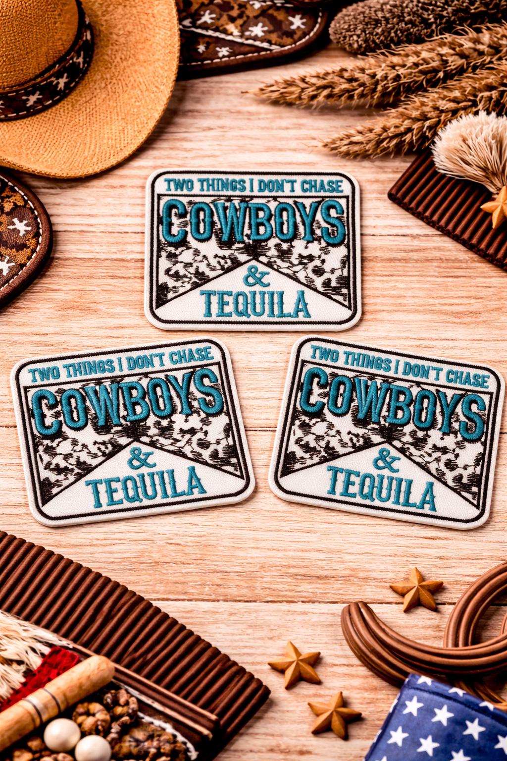 Embroidered Cowboys Tequila Patch, Western Iron-On Applique, 3 Inch Size