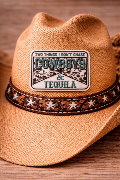 Embroidered Cowboys Tequila Patch, Western Iron-On Applique, 3 Inch Size