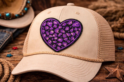 Leopard Heart Patch, Embroidered Western Cowgirl Iron-On Applique