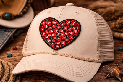 Leopard Heart Patch, Embroidered Western Cowgirl Iron-On Applique