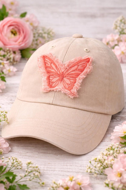Embroidered Butterfly Patch, Frayed Edge Boho Hat Patch, Iron-On DIY Accessory