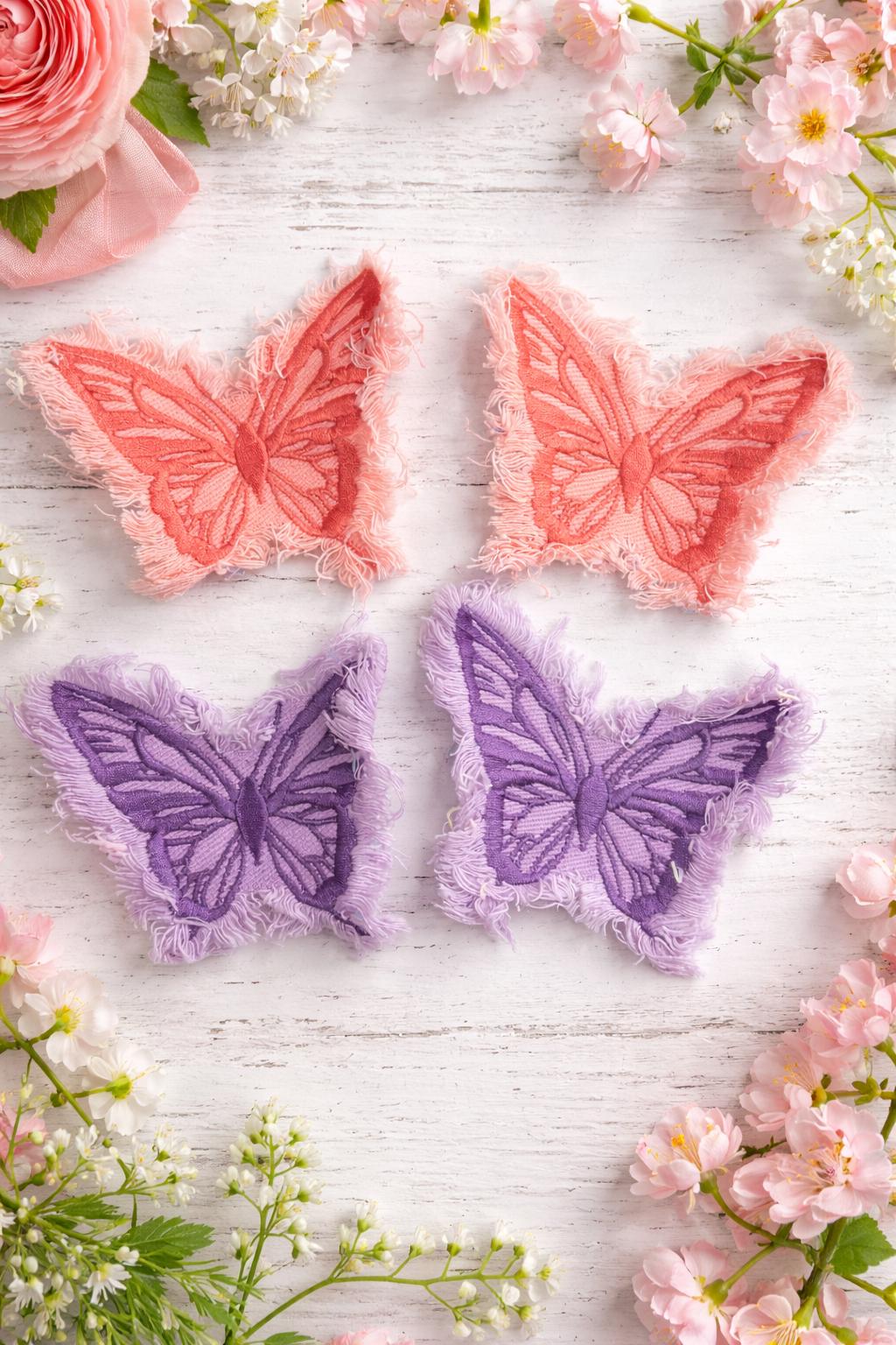 Embroidered Butterfly Patch, Frayed Edge Boho Hat Patch, Iron-On DIY Accessory