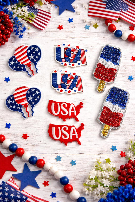 Embroidered USA Patriotic Patch, 4th of July Raccoon Hat Applique, BBQ Summer Badge