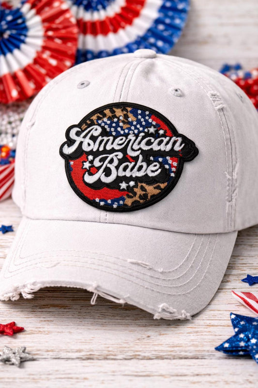 American Babe Embroidered Patch, Patriotic Iron-On USA Hat Badge
