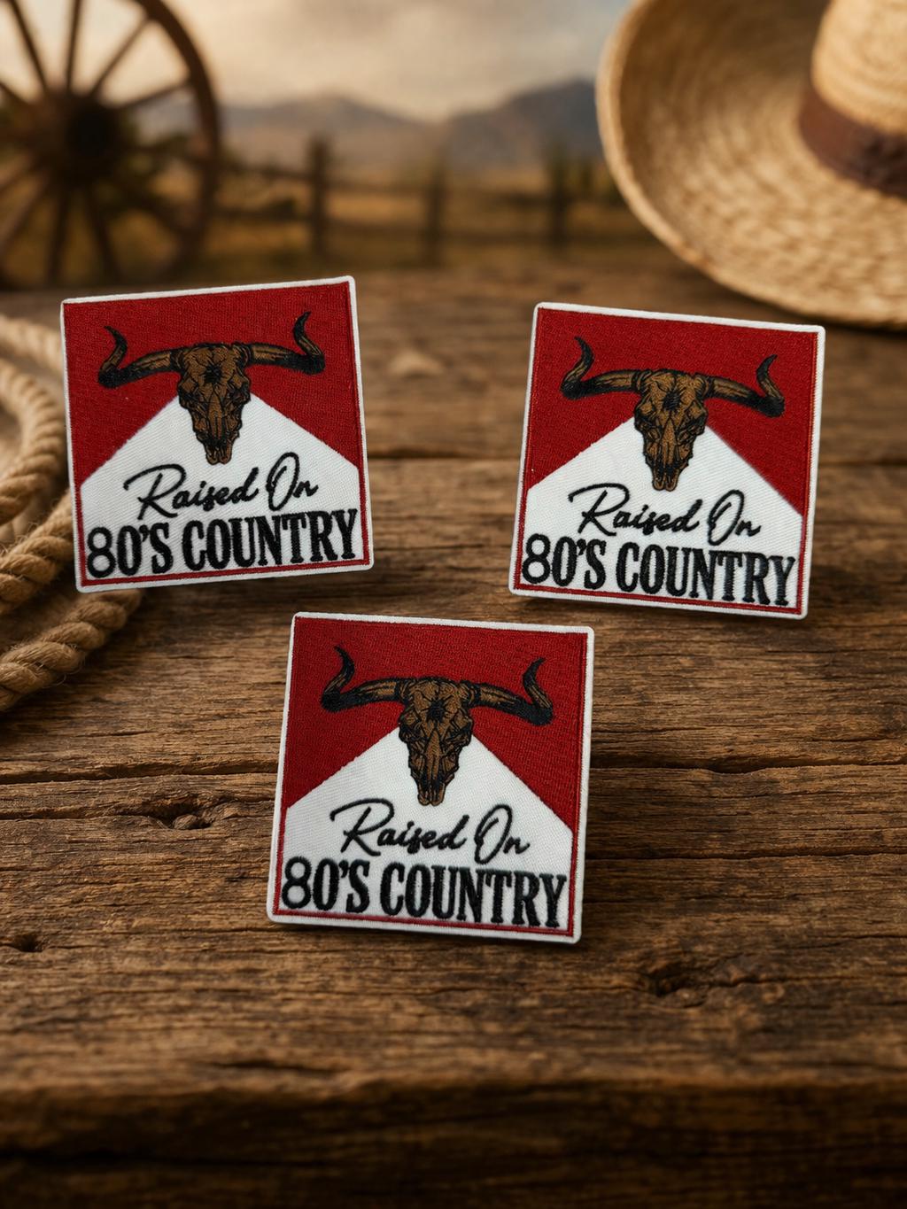 Embroidered 80s Country Cow Skull Patch, Western Music Iron-On Applique