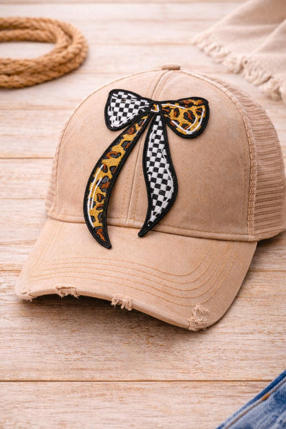 Leopard Checkered Bow Patch: Western Hair Bow Applique (4.5 inches)