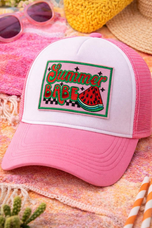 Embroidered Watermelon Summer Babe Patch, Iron-On Hat Applique
