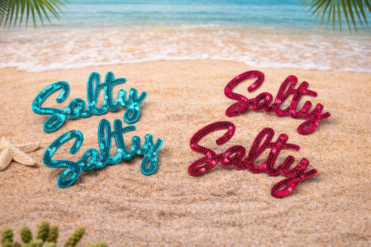 Sequin Salty Patch, Embroidered Beach Hat Applique (Iron-On)